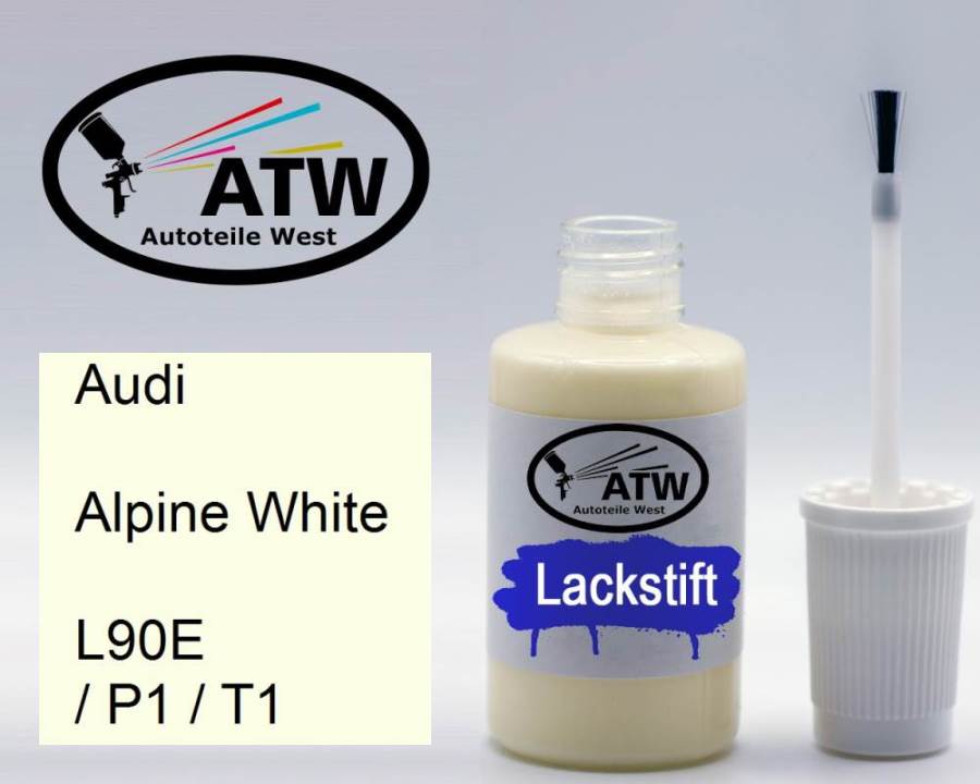 Audi, Alpine White, L90E / P1 / T1: 20ml Lackstift, von ATW Autoteile West.